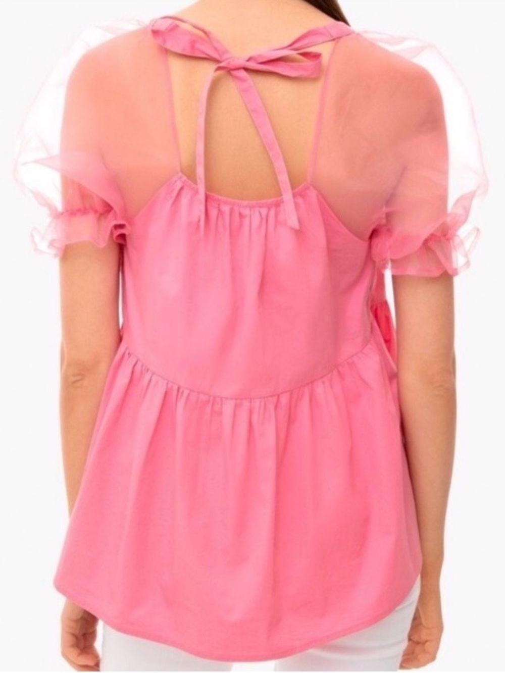 Pomander Place Tuckernuck hot pink Tinsley tulle cotton top blouse xs x-small